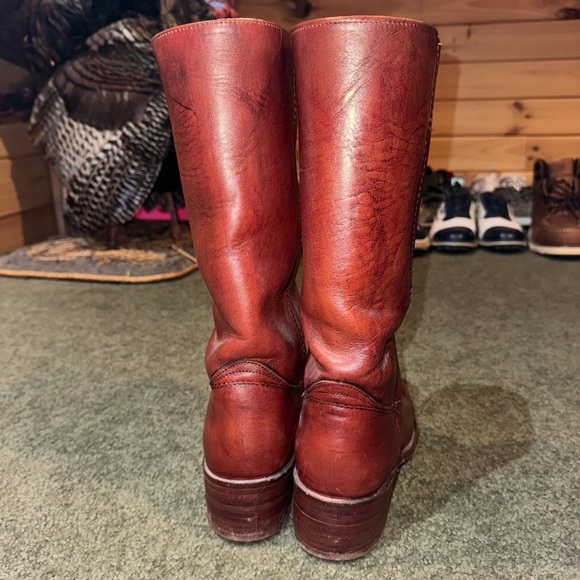 Frye Women's Red Leather Heeled Boots - Picture 4 of 6
